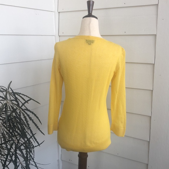 Talbots sunshine yellow light cardigan 3/4 sleeve size Petite small Pima cotton - Picture 3 of 6